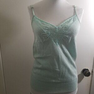 Bebe tang top in baby blue, beads on top, size M